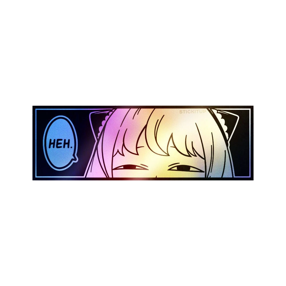 Anime Girl B&W Small Holographic Stickers